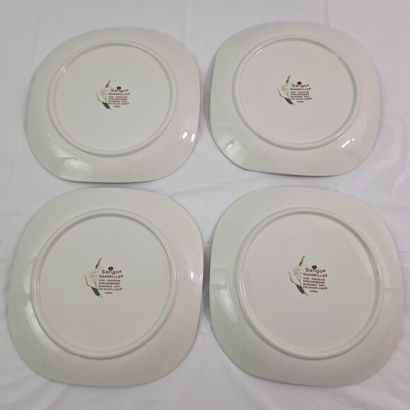 Sango Quadrille Black Lilies Semi Porcelain Salad Luncheon Plates – Set of 4 - Picture 11 of 13